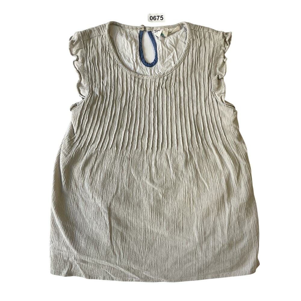 Roxy Girl Girls Blouse 14 Beige Ruffle Sleeveless Lined Keyhole Neck Sleeveless